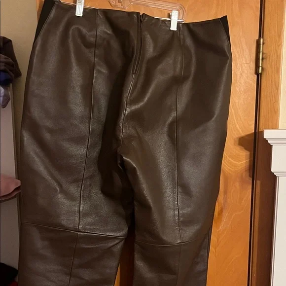 Dialogue Women's Brown Leather Pants - Picture 1 of 4